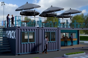 SNACK' Cube container maritime aménagé restaurant snack avec terrasse