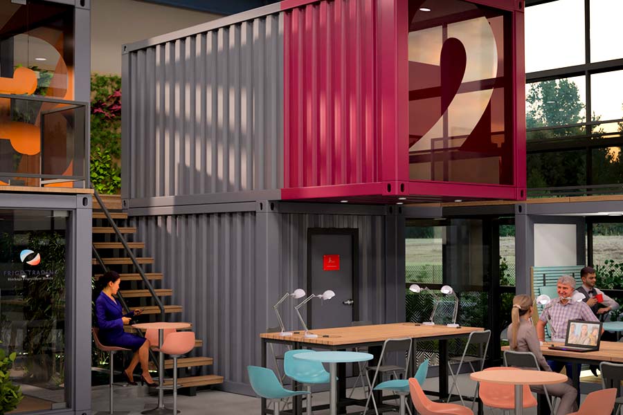 Aménagement conteneur bureau | Open space | Conteneurs CoWorking