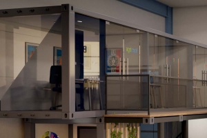 Conteneur bureau coworking aménagé pour le Projet CONTAINERLAND à CIVRIEUX